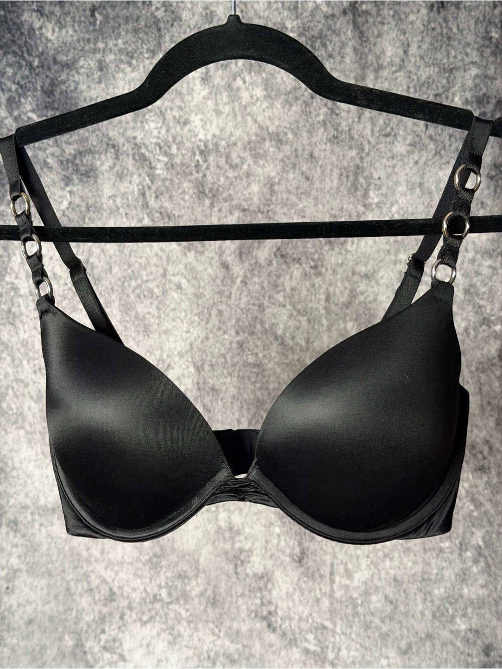 Victoria's Secret Black Push-Up Bra with Ring-Detail Straps